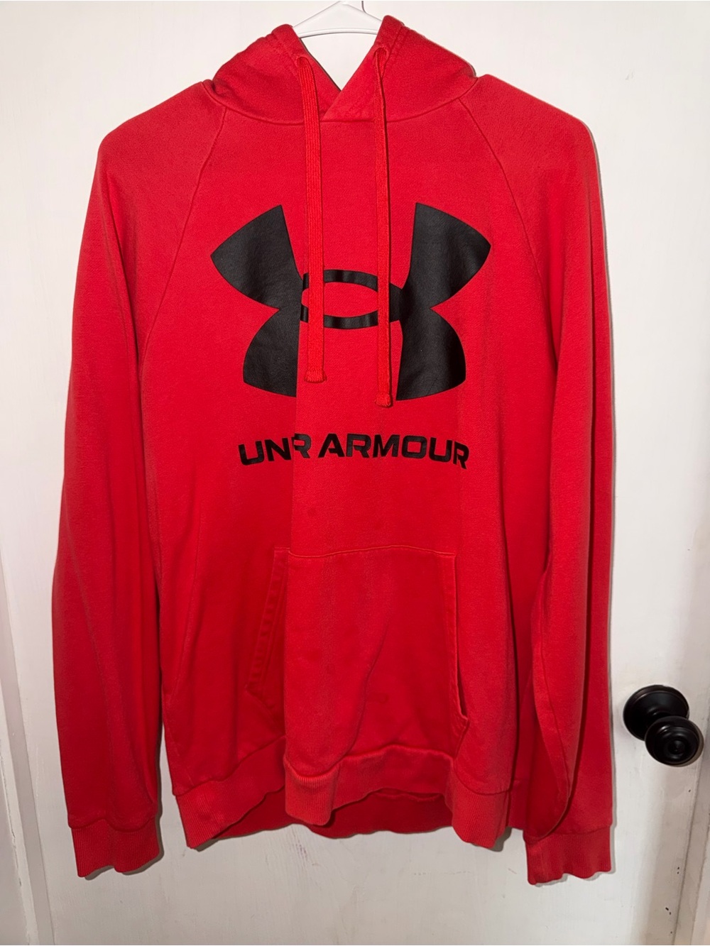 Under Armour Red Hoodie with Black Logo - Men's Pullover